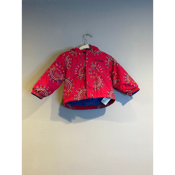 Columbia Baby Girls Winter Jacket – 12–18 Months – Pink Patterned Hooded Coat - Picture 1 of 3